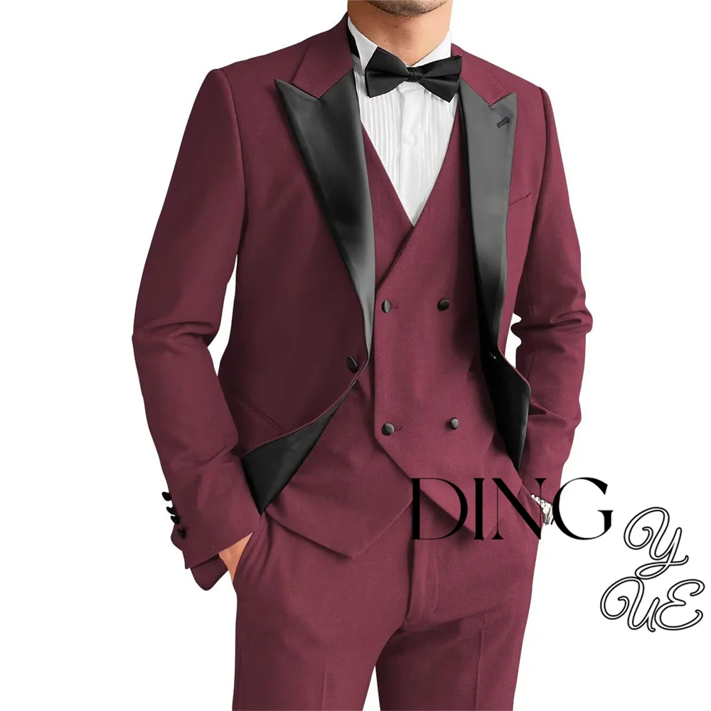 Men's Tuxedo Suit 3 Piece Slim Fit Suits Two Button Blazer Suits for Wedding Prom Party Dinner