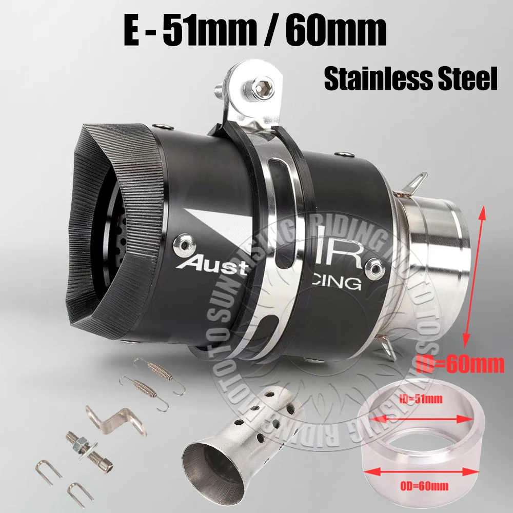 51mm 60mm Carbon/Stainless/Titanium AR Motorcycle Exhaust Muffler For Kawasaki Honda Yamaha KTM CF Suzuki Ktm Bmw etc Tail Pipe image 3