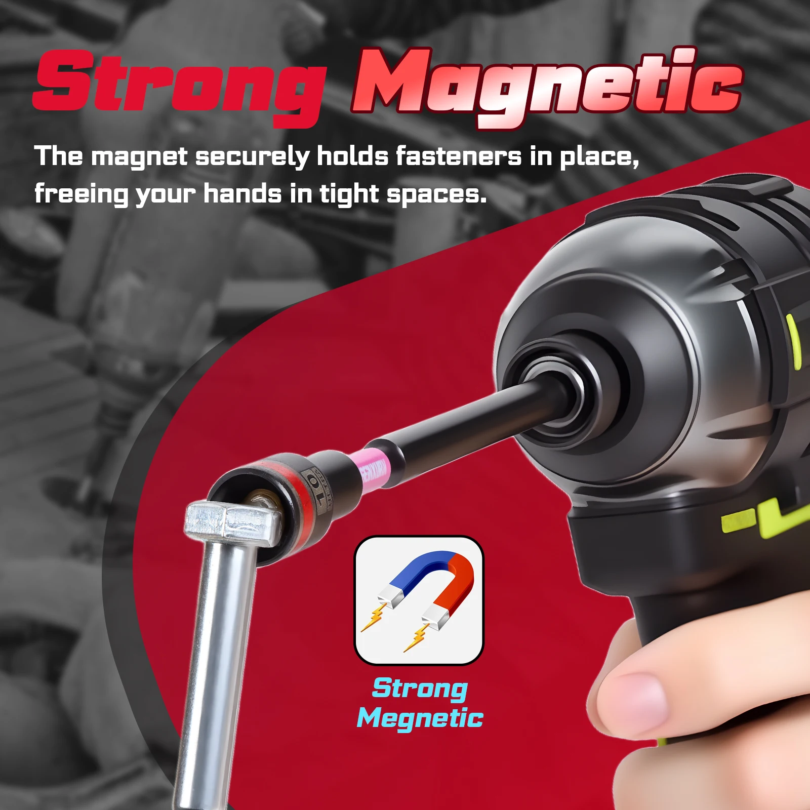 ชุดไดร์เวอร์ Geinxurn Impact Nut, ยาว 6 นิ้ว 8/10/13 มม. ชุดเซ็ตน็อตเมตริก 6 จุดโลหะผสม Stee พร้อมกล่องเก็บแบบพกพา