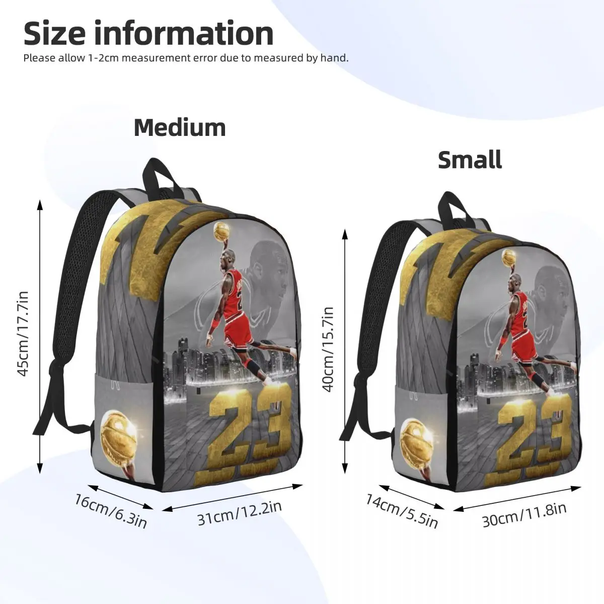 Michael-Jordan For Girls Boys Large Capacity Student Backpack Lightweight waterproof Backpack  15.7in 17.7in