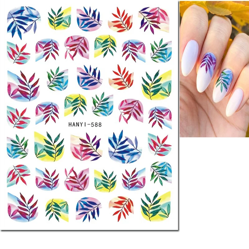 3d Nail Art Stickers Tropical Palms Coconuts Pawpaw Frangipani Flowers Adhesive Sliders Nails Decals Decorations For Manicures