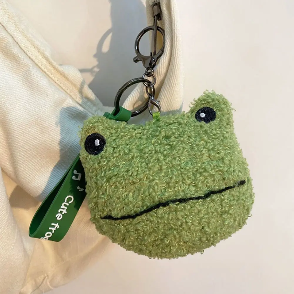 Girls Ladies Earphone Storage bag Lanyard pendant Couple Gift Mini Wallet Zipper Coin Purses Frog Plush Coin Bag Keychain