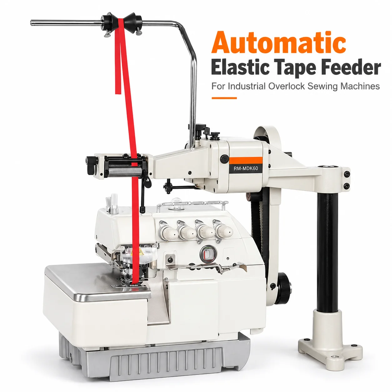 AOLIVIYA MDK60 Automatic Elastic Tape Feeder Synchronous Band Feeding Attachment For Industrial Overlock Serger Sewing Machine