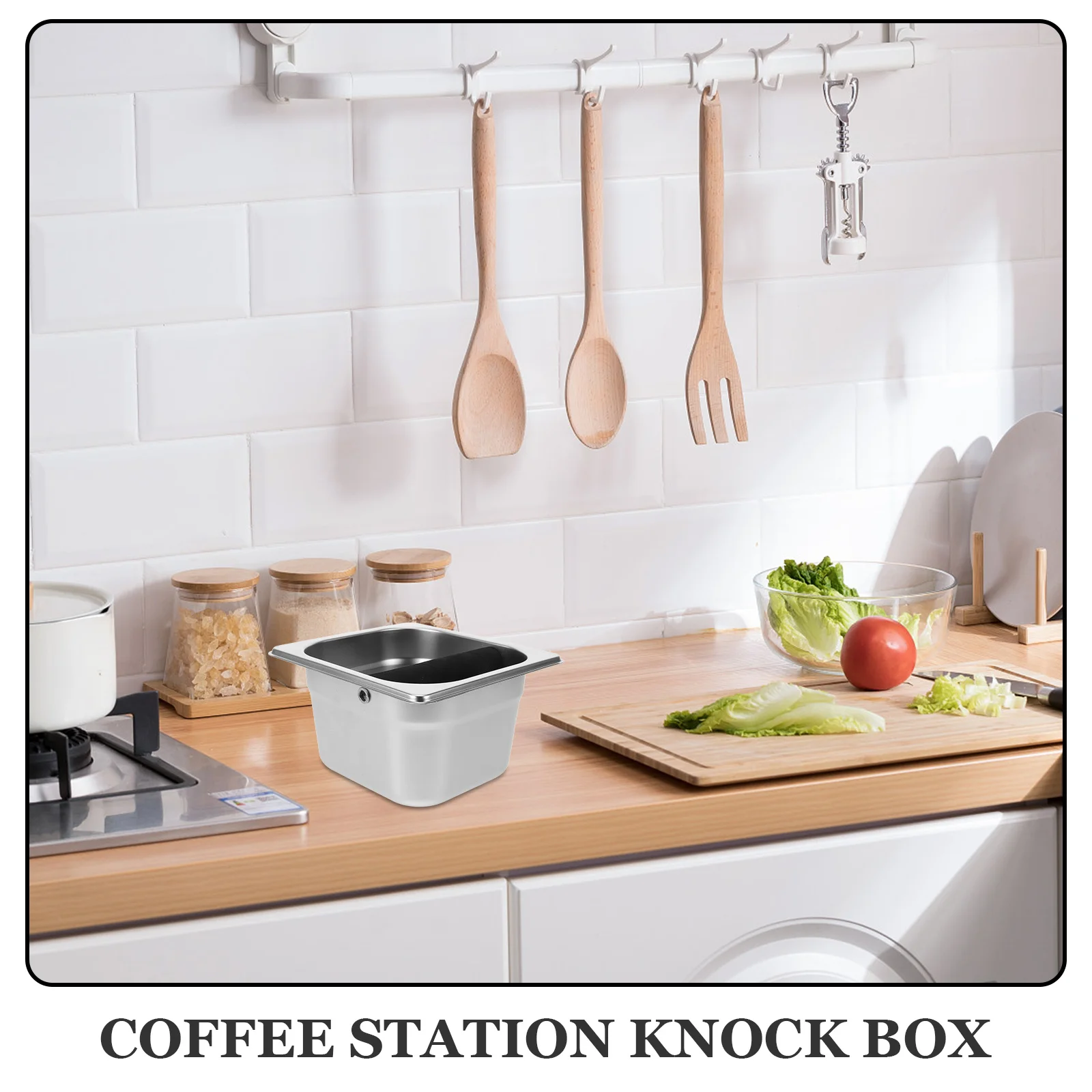 

Stainless Steel Small Espresso Grounds Container For Kitchen Office Coffee Station Use Metal Waste Bin For Used