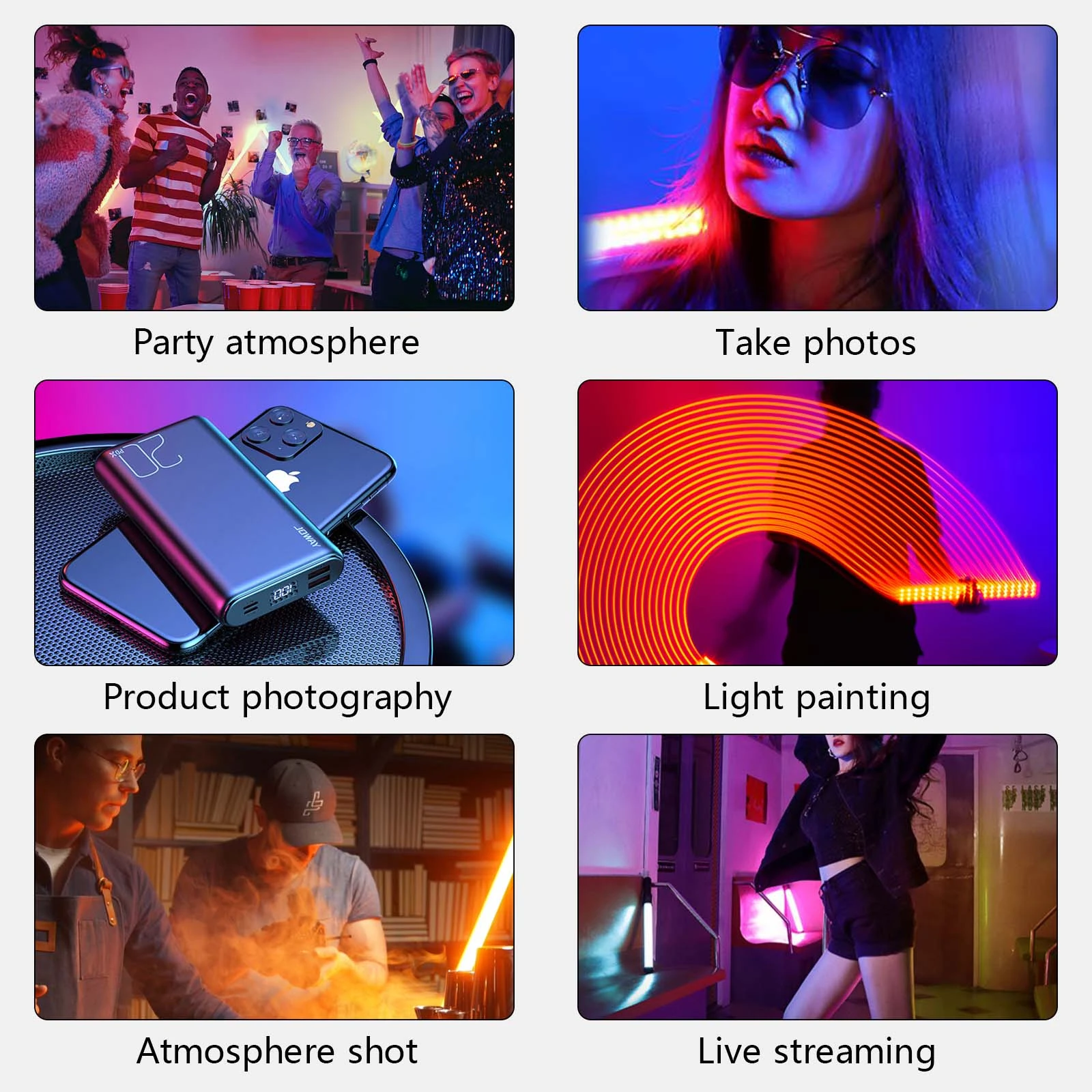 CRI 95+ 2500K-9000K Handheld RGB Colorful Video Stick Light 50CM LED Light Wand Photography Studio Lamp Photographic Lighting