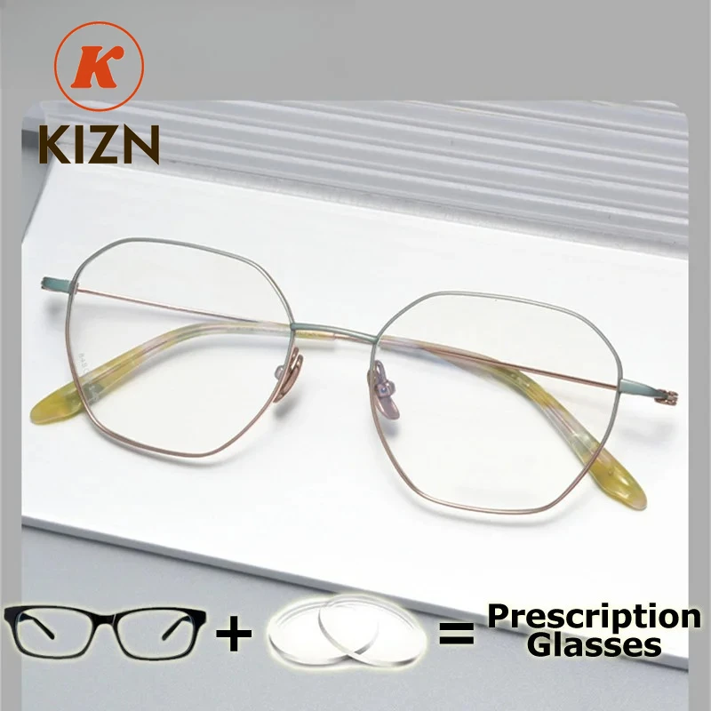 

KIZN Myopic Prescription Glasses Pure Titanium Optics Frame Transition Photochromic Multifocal Lens Fashion Female Teens Glasses