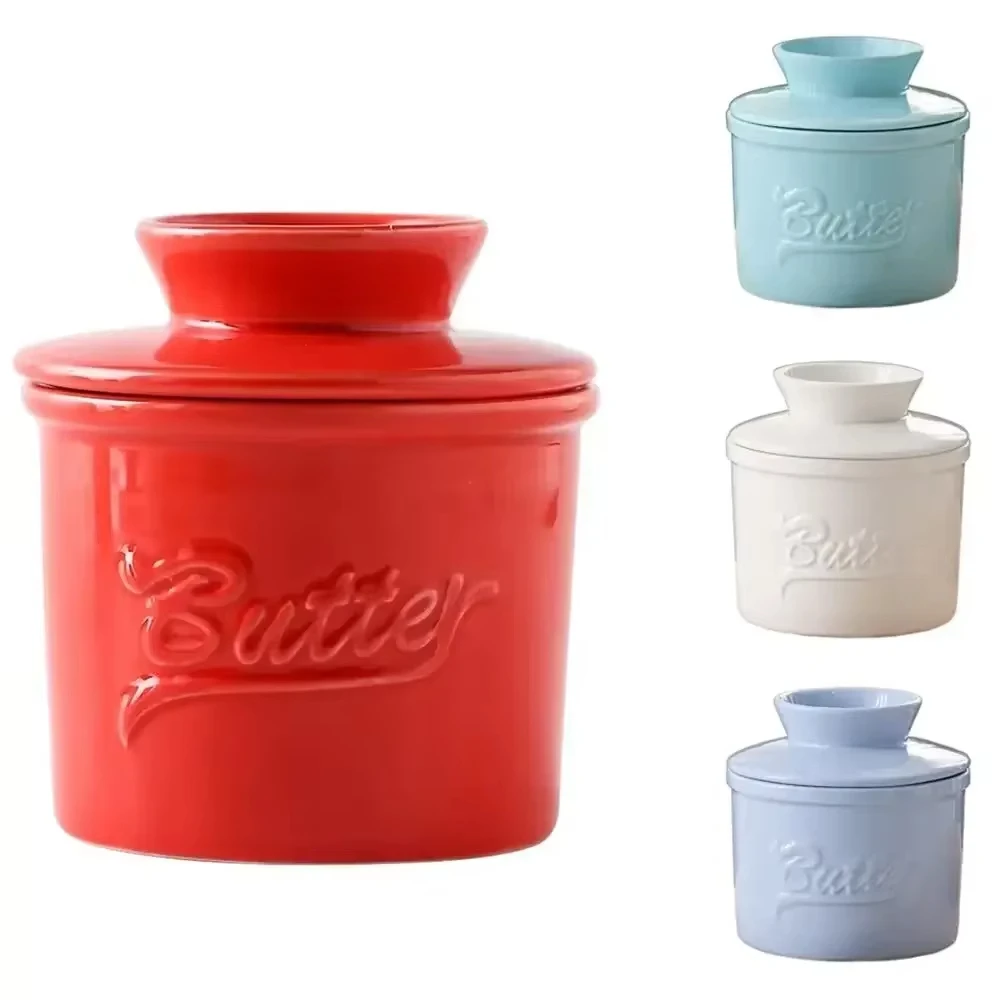 Glossy Finish Butter Bell Crock with Lid, Ceramic Butter Dish, Handmade Big Capacity Butter Keeper for Counter