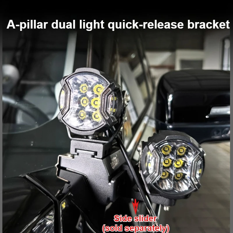 for Ford F-150 Raptor F150 2017-2020 A Pillar Spotlight Bracket Front Engine Hood Quick Release Dual Guide Rail Expansion Stand