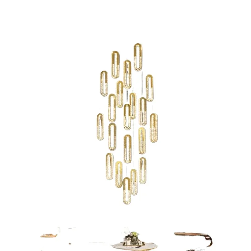 

Stair chandelier, high hollow duplex villa living room crystal chandelier, modern heterosexual staircase atmospheric