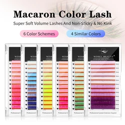 winky beauty Color Lash Pink Yellow Purple Blue Green Eyelash Extensions Individual False Colored Mink Lashes Makeup Supply