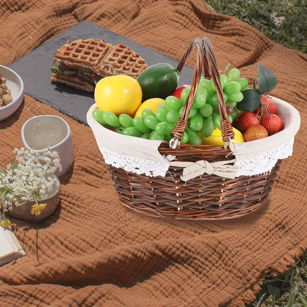 Handmade Grass Woven Egg Basket Picnic Vegetable Shop Wicker Baskets for Gifts Easter