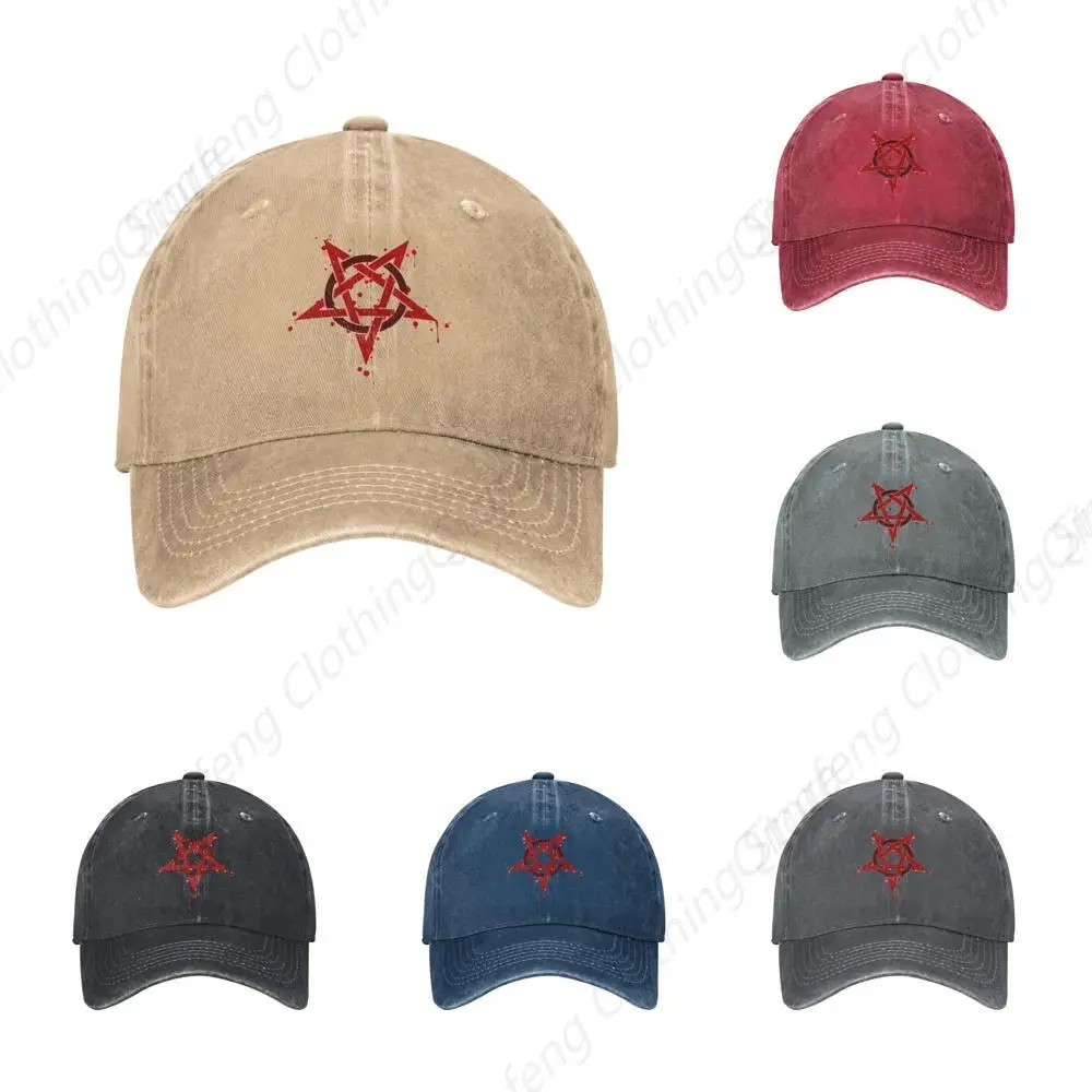 

Cowboy Hat Trucker Dad Gift Adjustable Buckle Closure White Pentagram Drop of Blood Caps Unisex