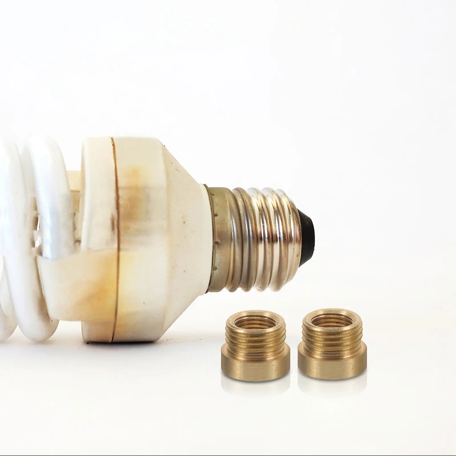 8Pcs High Conductivity Copper to M10 Thread Converter Sleeve Reducer for Lamp Socket Fixture Repair Conversion Metal