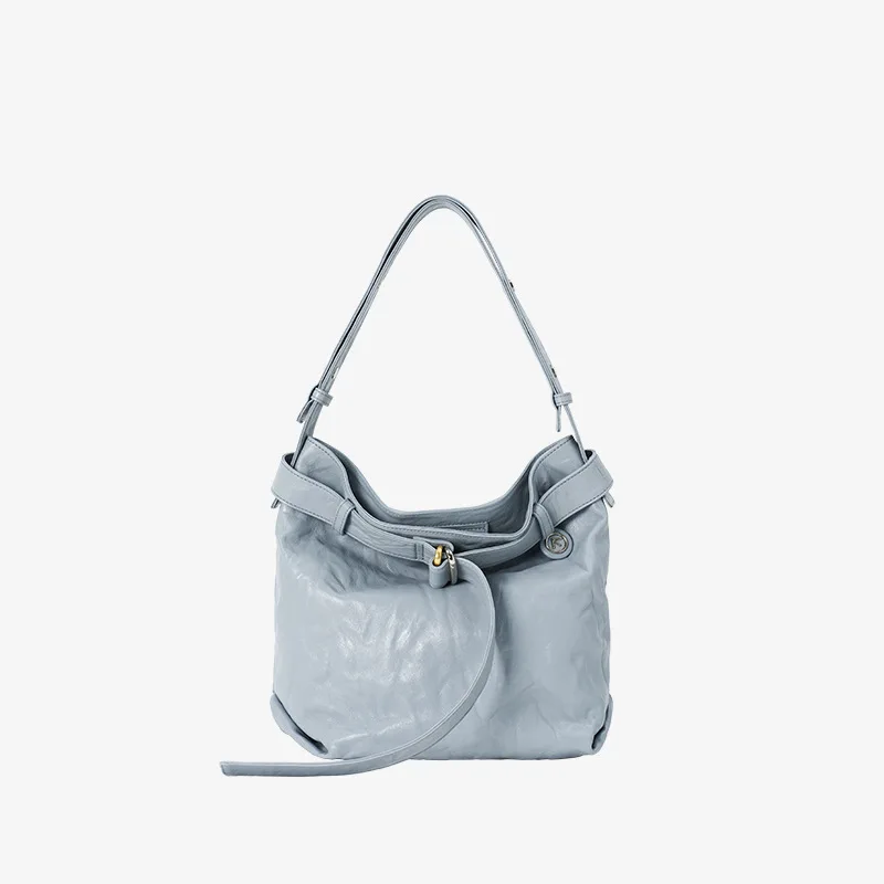 GROTTO 2025 New Style Small Leather Tote Crossbody Shoulder Bag with Wide Shoulder Strap