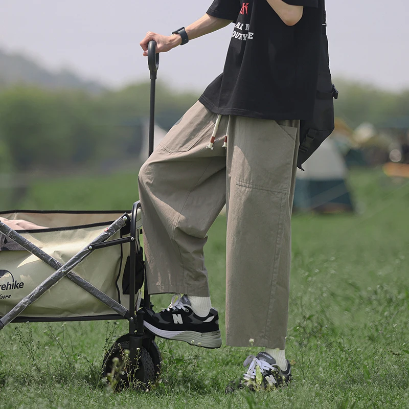 Summer Thin Cotton Pants Men Fashion Retro Casual Pants Men Japanese Streetwear Hip-hop Loose Wide Leg Pants Mens Trousers