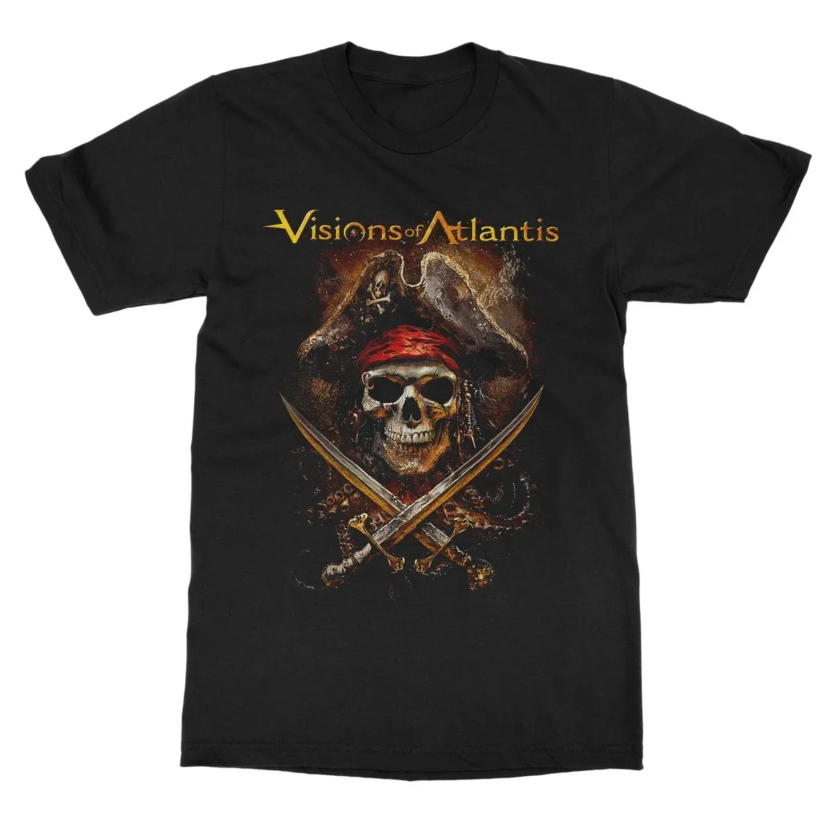 Dark Deep Sea Retro Compass Sunken Wreck Lost in Oceans Fantasy Poster T Shirt, Visions of Atlantis Ocean Legend Epic Graphic