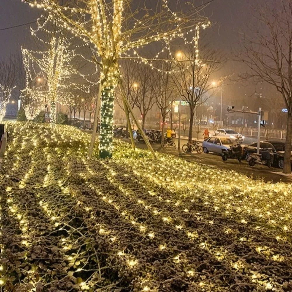 EU Plug LED Net Mesh String Light 3 Color 1.5x1.5M Fairy Light Garland 3mx2m Waterproof Christmas Net Lights New Year Decor