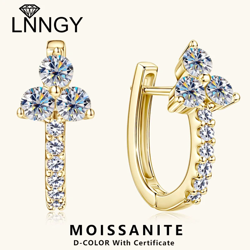 

Сертифицированные Lnngy U-образные серьги-кольца с муассанитом, модные круглые серьги из стерлингового серебра 925 пробы для женщин, изысканный ювелирный подарок