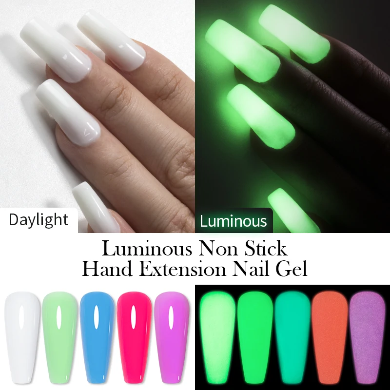 BOLZIN 15ml Neon Luminous Non Stick Hand Extension Nail Gel Soak Off  UV LED Semi-Permanant Carving Flower Nail Art Varnish