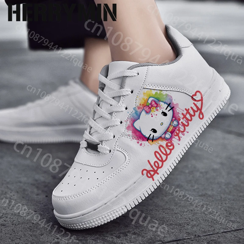 Sapatilhas de plataforma Hello Kitty para mulheres, sapatos casuais, moda masculina, sapatos de kateboarding, grafite 3D, estudante presente