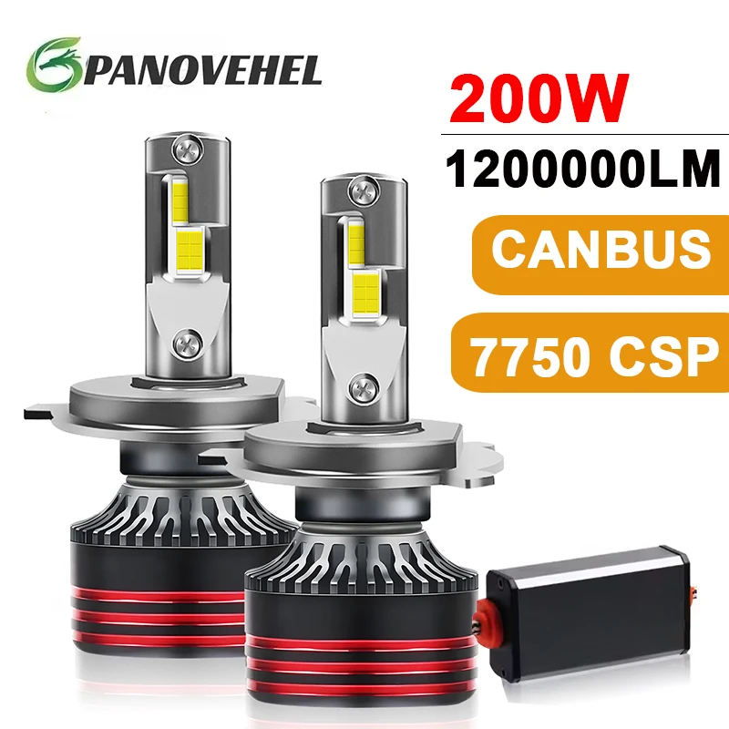 

PANOVEHEL Led Headlight Bulb H7 H4 H11 200W Car 9005 9006 HB3 HB4 9012 Canbus 6000K Auto/Moto 1200000LM Lamp Fog Light LHD 12V