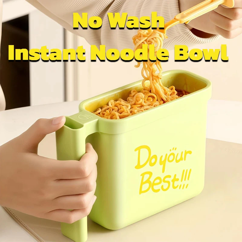 No-Wash Instant Noodle Bowl Direct Soaking Disposable Bag High-Temperature Resistant Noodle Bowl Fork Essential For Slackers