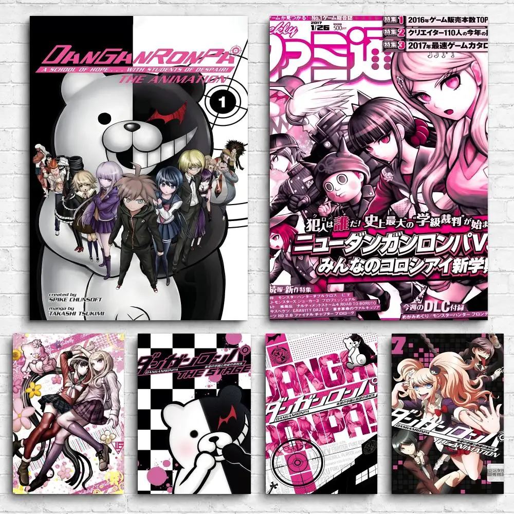 Anime D-DaNganRonpa Game Framed Wall Painting Canvas Poster Ready to Hang Wall Art for Bedroom Living Room Home Decor Gift
