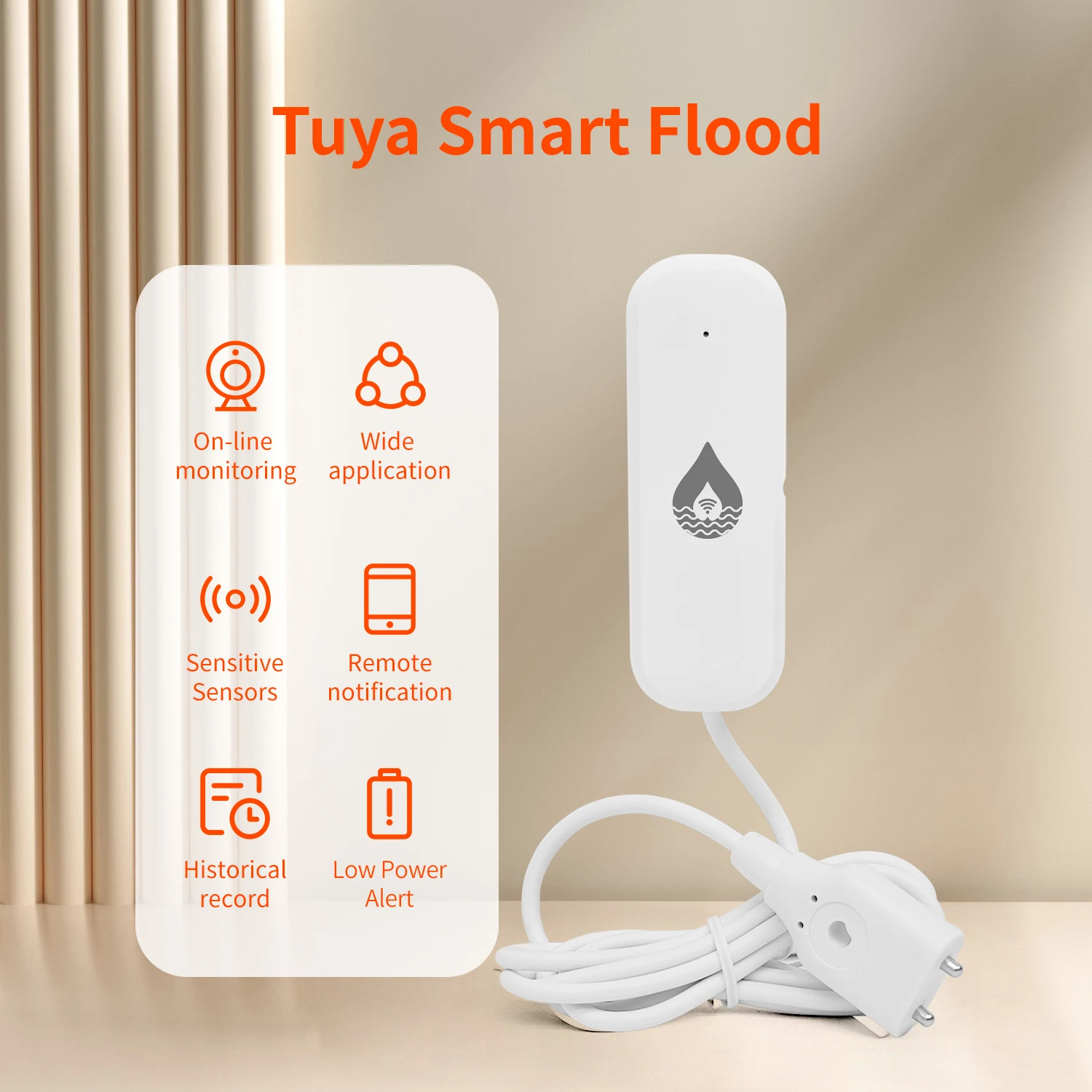 YFK Tuya WiFi Water Leakage Sensor Flood Water Leakage Alarm Smart Home Automation Residential Security Protection Smart Life