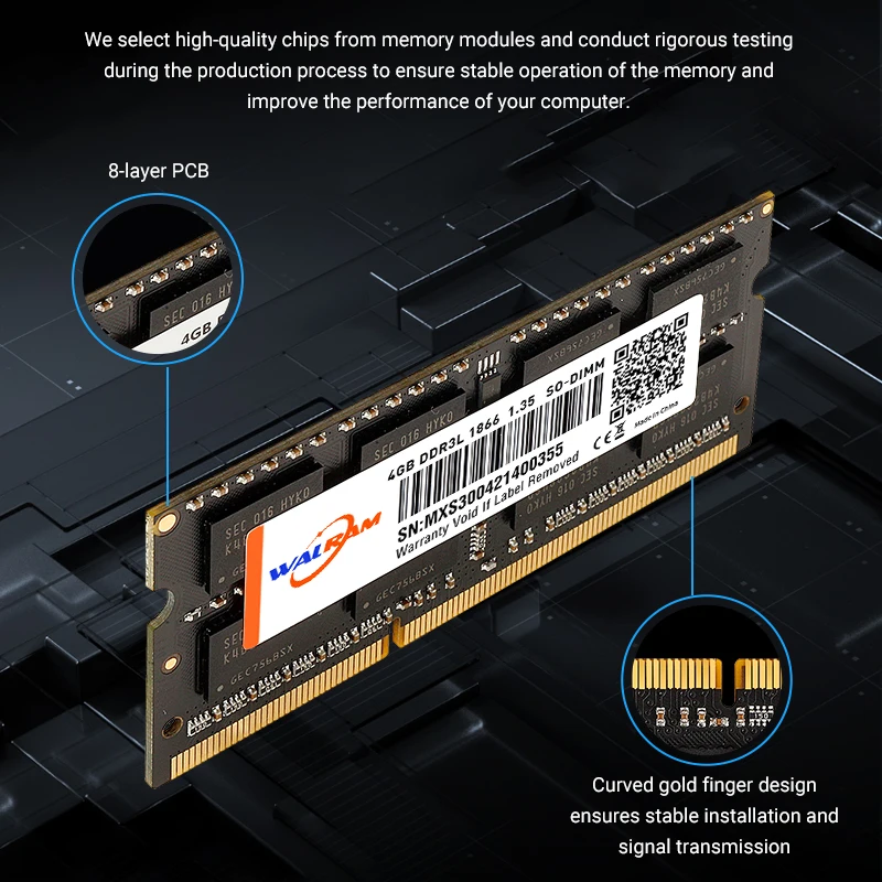 WALRAM DDR3L 8GB Memoria Ram DDR3 1600MHz 1333MHz Sodimm Ram para computadora portátil DDR3 L 4GB 1600 1333 Memoria interna para computadora portátil