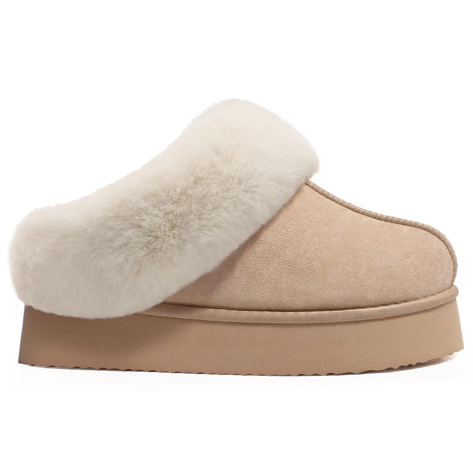 Litfun Winter Fuzzy Slippers for Women Fluffy House Slippers Warm Faux Fur Bedroom Slides Indoor Outdoor Plush Lining Slippers