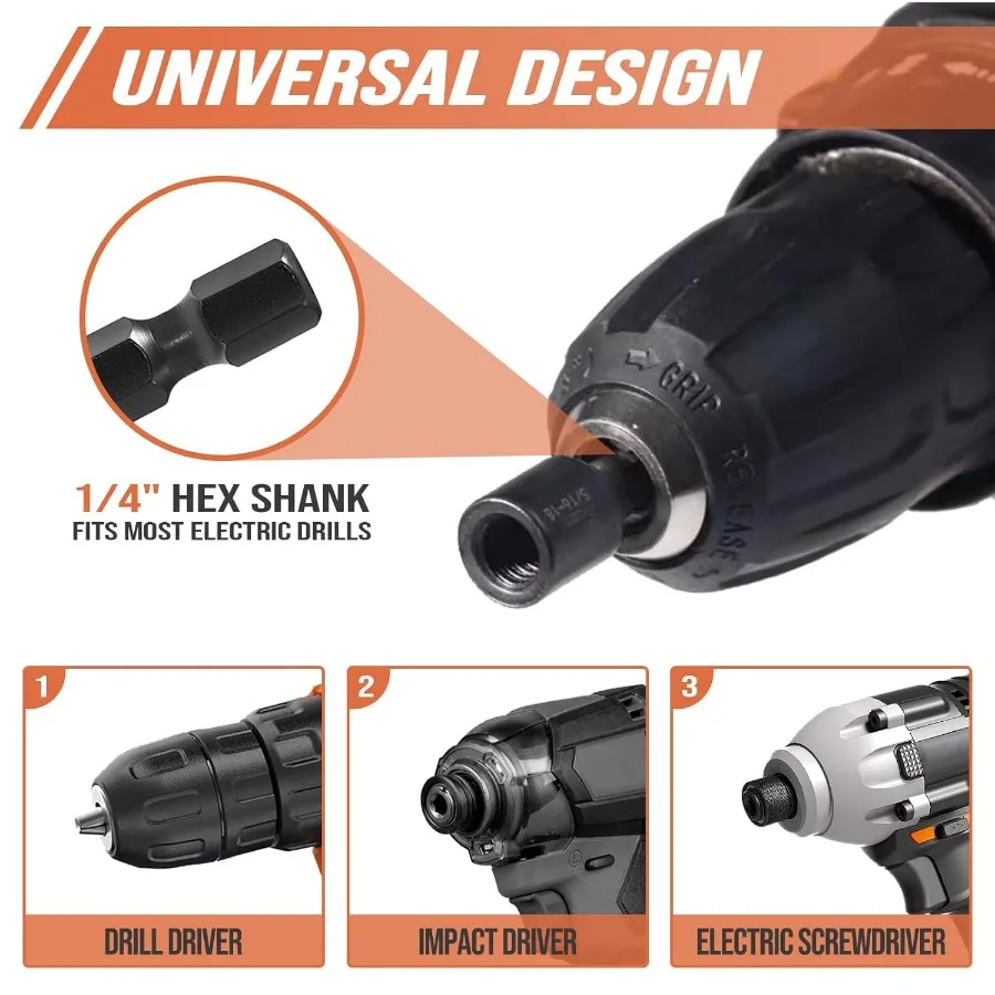 1 4"203 8"16 5 16"18 Cacciavite per bullone appendiabiti 3 pezzi Strumento di installazione bullone appendiabiti con gambo esagonale 1/4 adatto per viti doppie Essentia