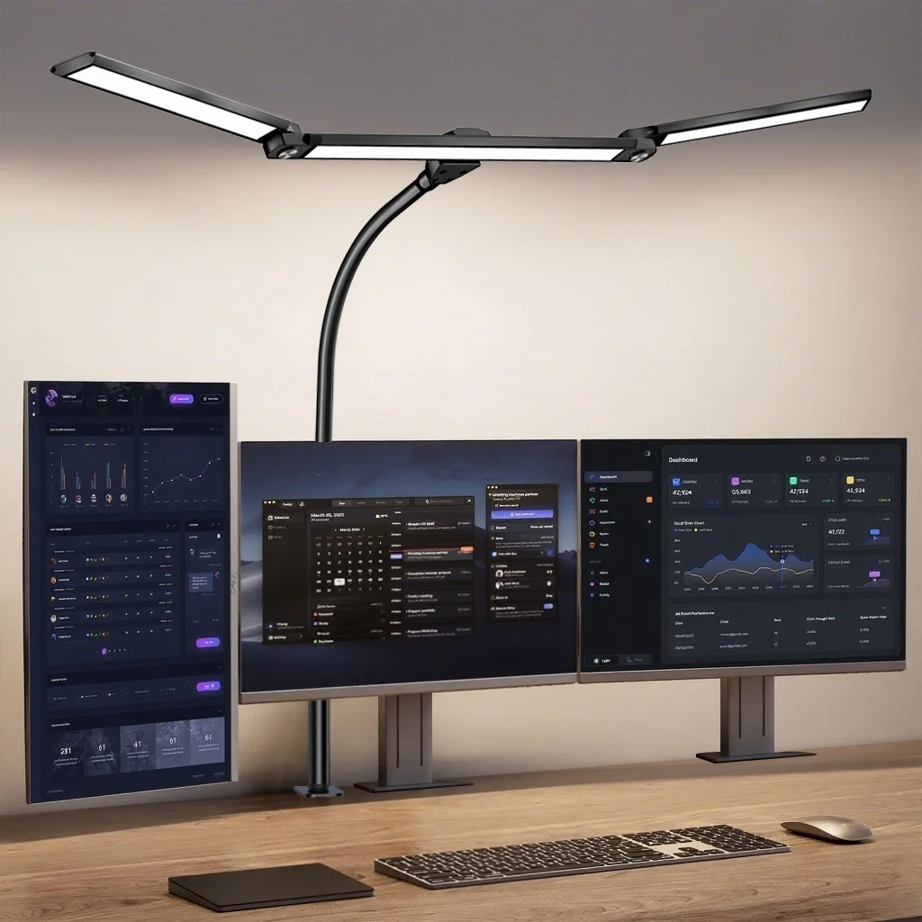 Augenschonende LED-Klemmleuchte aus Metall, 3 Farben, einstellbar, 10 Helligkeitsstufen, flexibler, drehbarer Lampenkopf für Zuhause, Lesen, PC-Spiele – Detail 13