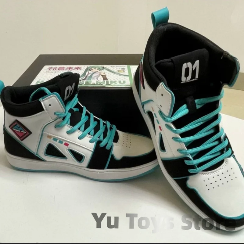 Genuine Hatsune Miku Co-Branded Shoes Two Yuan Miku Peripheral Flat High Top Space Odyssey Sports Casual Shoes Anime Peripheral