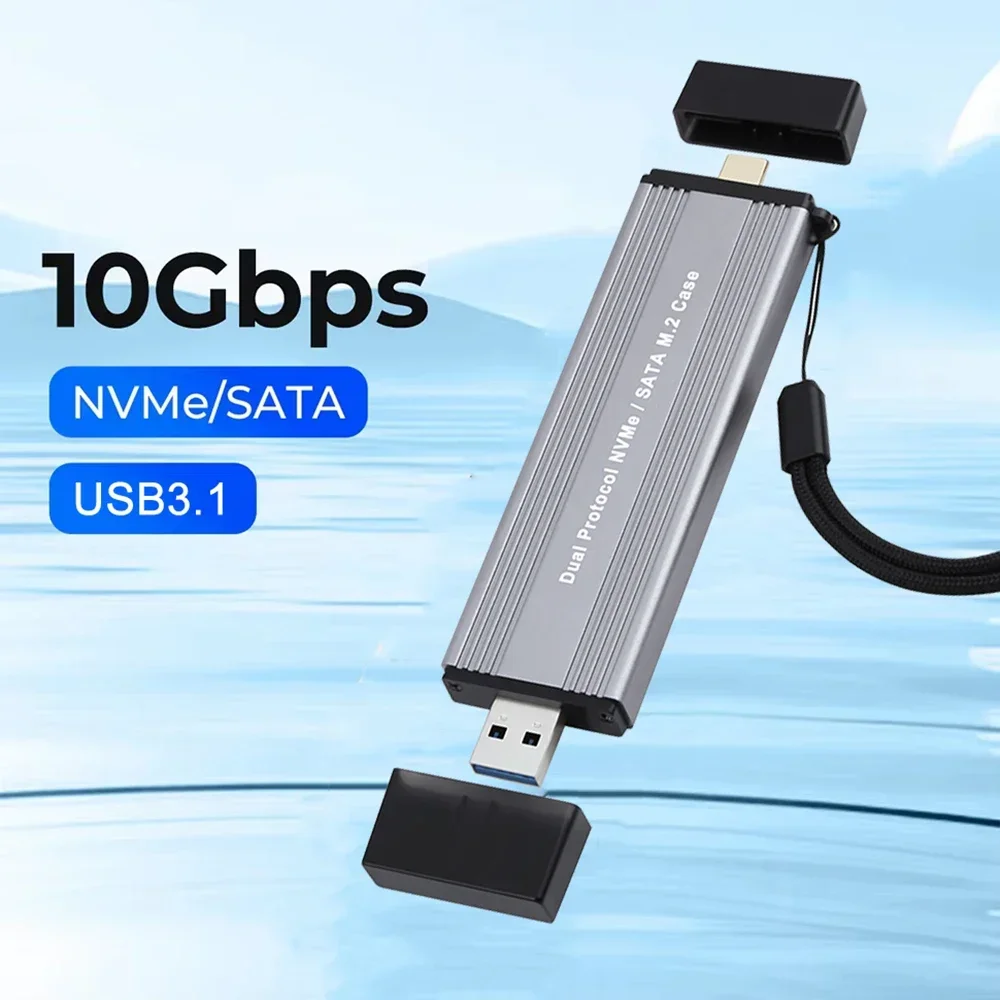 M.2 SATA NVMe PCIe Enclosure Type C NGFF External SSD Case USB 3.1 Gen 2 Hard Drive Disk Cover 10Gbps M2 SSD Storage Box Housing