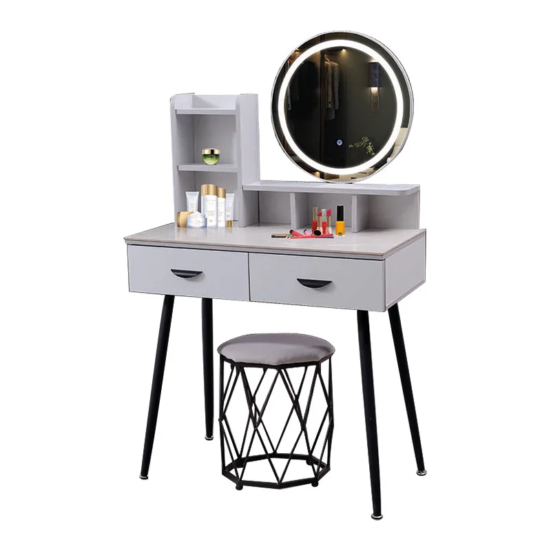 

Home Furniture Fashionable Design Dressing Table with Round Mirror Wholesale Price Modern Wooden Dresser Table for Dressing Room