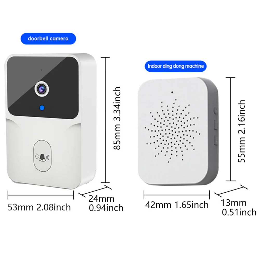 Sonnette de sécurité sans fil WiFi HD avec vision nocturne, interphone vidéo et fonction de modifica