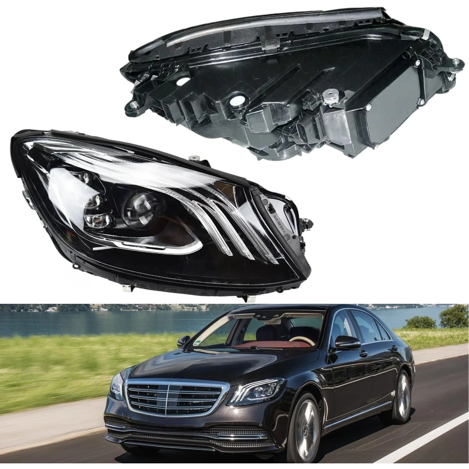 

S Class W222 X222 V222 Car Headlamp 2018-2021 Front Headlight OEM 2229068704 2229068804 Car Head Lamp Auto Light System for Benz