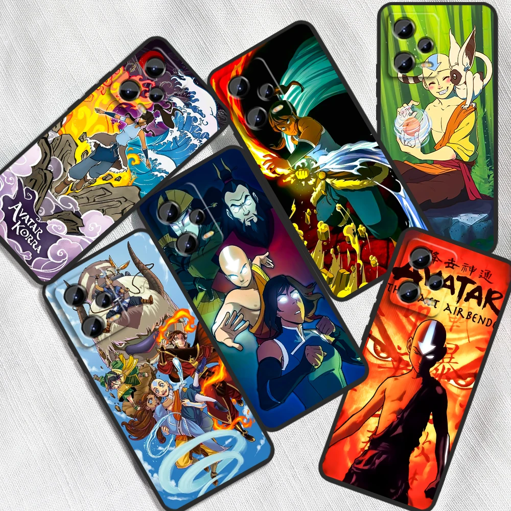 A-Avatars The Last Airbender Cool Cartoon For Xiaomi Redmi Note 13 12R 12 12S Turbo 11 11T 11S 10 10S Pro Plus 5G Black Funda