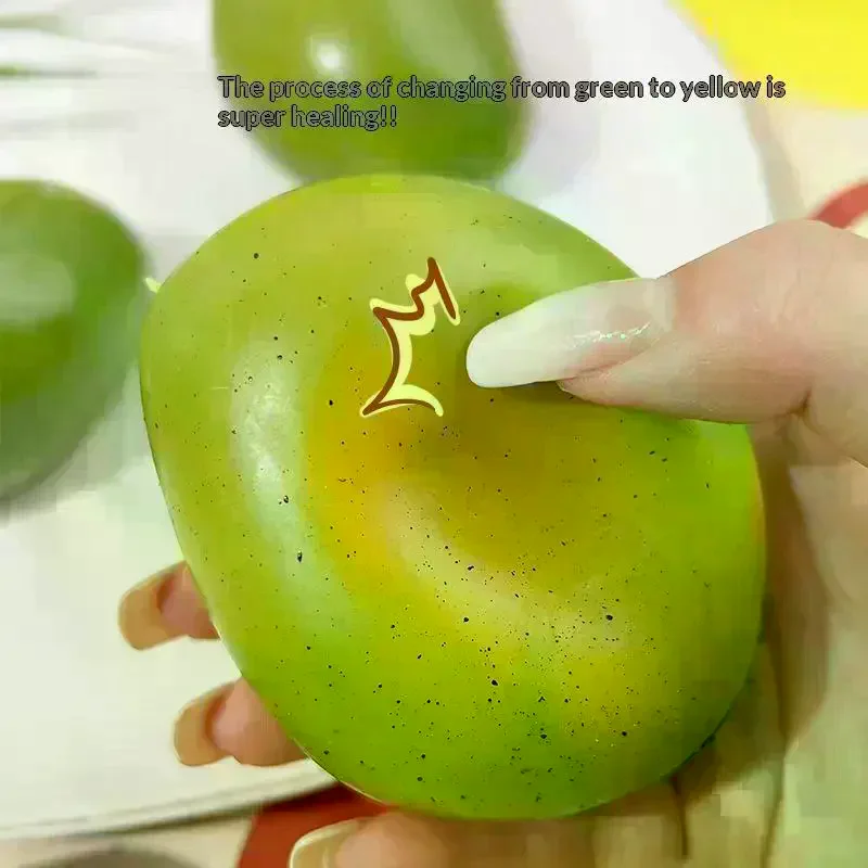1Pcs Color-changing Mango Squeeze Ball Mango Stress Ball ASMR Sensory ADHD Anti Stress Relief Fidget Toys For Kids & Adults