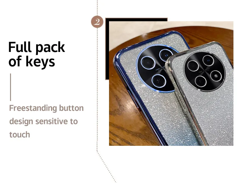 Para huawei nova 12i caso de telefone huawei nova12i 12i luxo galvanizado brilho macio pára-choques claro capa traseira