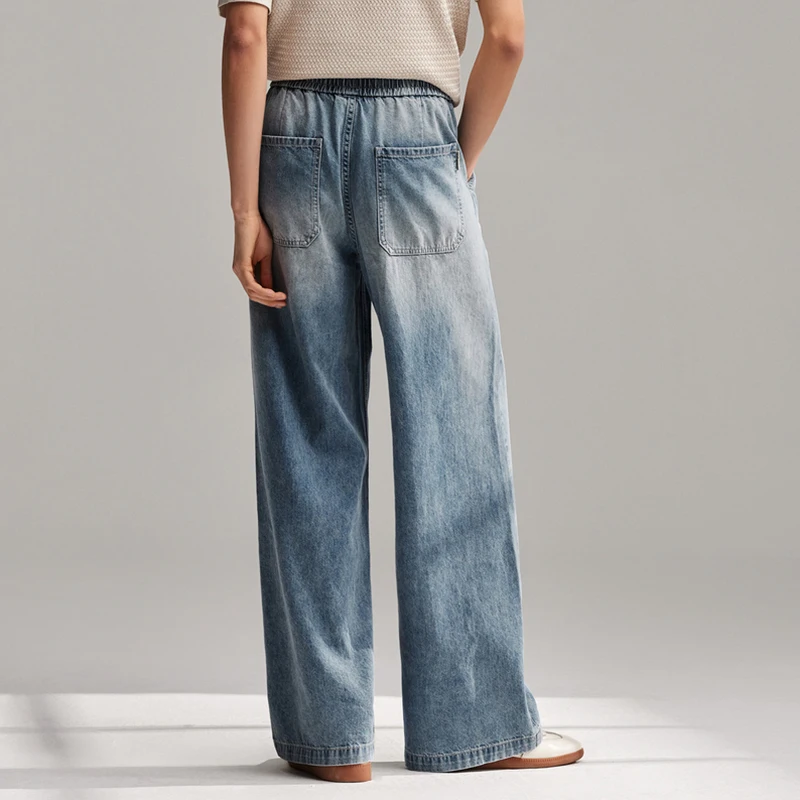 Semir Jeans Men 2024 Summer New Loose Straight Pants Retro Retro Style Wide Leg Pants Trend Street