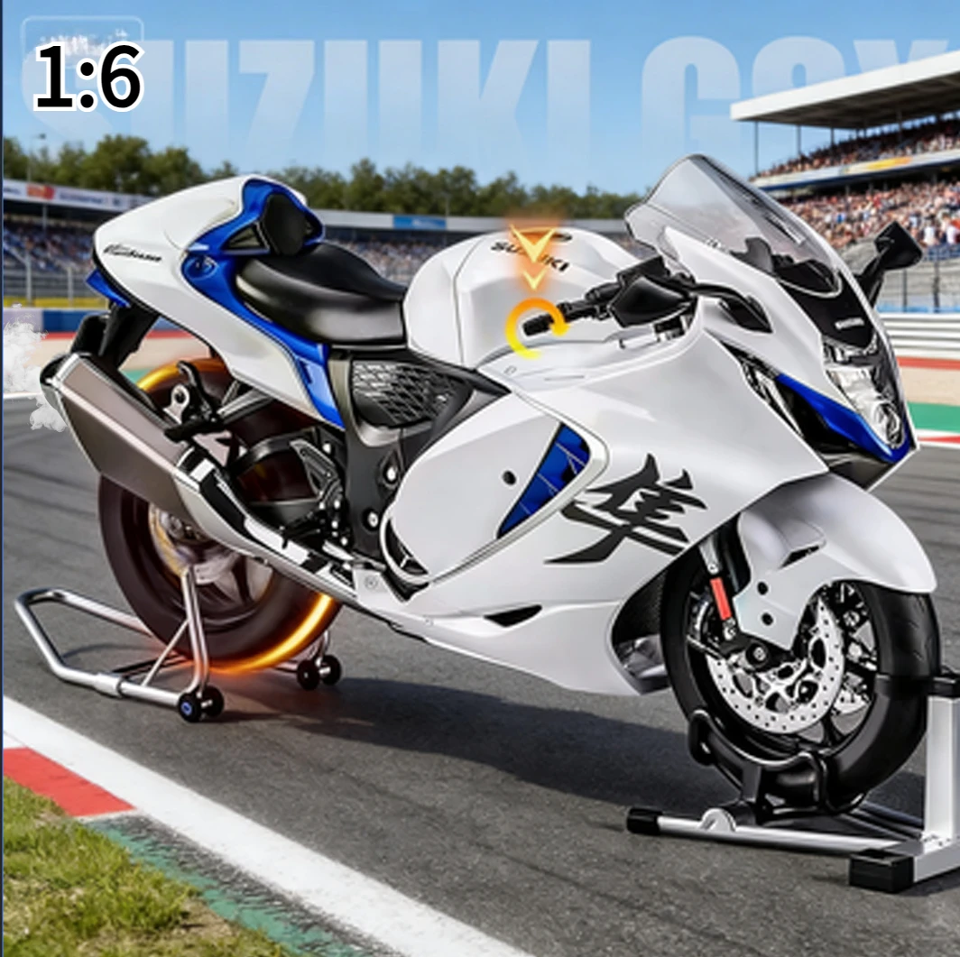 

For SUZUKI GSX-1300RSpray 1:6 Alloy Metal Diecast Motorcycle Model Dynamic Ornaments Sound And Light Gift Collection