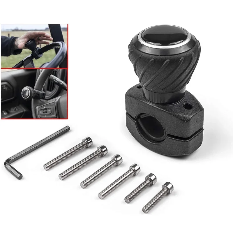 1set Car Turning Steering Wheel Booster Spinner Knob Degree Rotation Metal Bearing Power Handle Ball Shaped Helper Hand Control