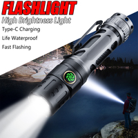 New 1000LM Powerful LED Flashlight Tactical Military Torch TYPE-C Rechargeable Camping Lanterna Waterproof Self Defence