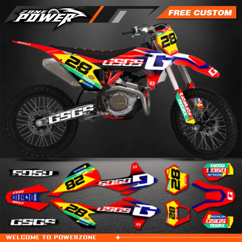 مجموعة ملصقات خلفية رسومات الفريق المخصص من Powerzone لـ Gasgas Gas Gas Gas EC MC 2021 2022 2023 44