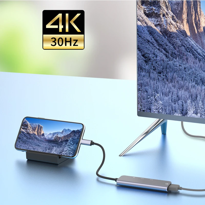 محول فاصل مشاركة الشاشة 4K @ 30 هرتز محطة قفص الاتهام من النوع c محول USB محور تمديد كابل نوع C إلى محول متوافق مع HDMI #6
