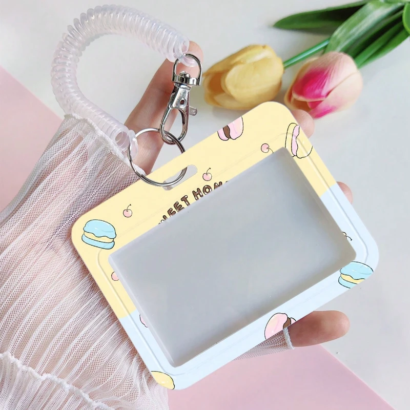 Creative Design Card Holder with Elastic Rope Retractable for Student Bus/Meal Card Protection Case Women Badge Holder Keychain