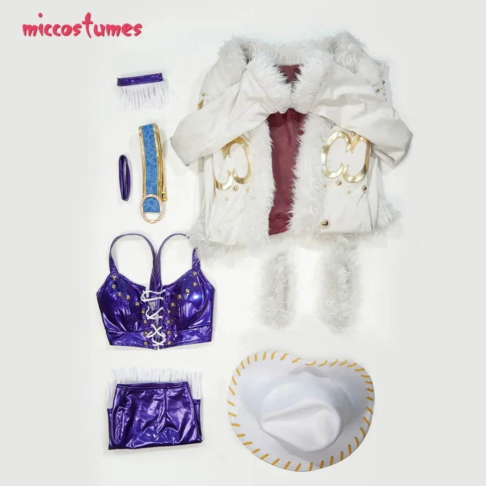 CosplayMiccostumes Women's Anime Robin Cosplay Costume Bra and Miniskirt with Long Coat and Hat Halloween Cosplay Costumes