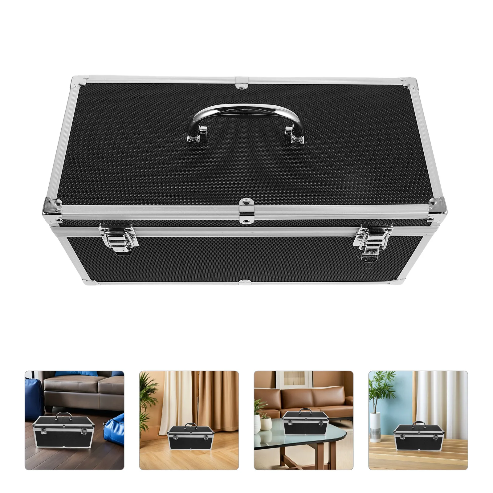 

Aluminum Alloy Frame Carrying Case 12.8 X 5.9 X 5.9 Inch Hard Shell Tool Box Portable Microphone Hard Case Shockproof Latch Lid