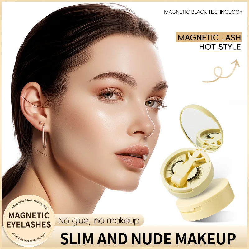 علبة رموش مغناطيسية مع أنماط صندوق تخزين متكامل رموش أوروبية وأمريكية طبيعية كثيفة محمولة خالية من الغراء